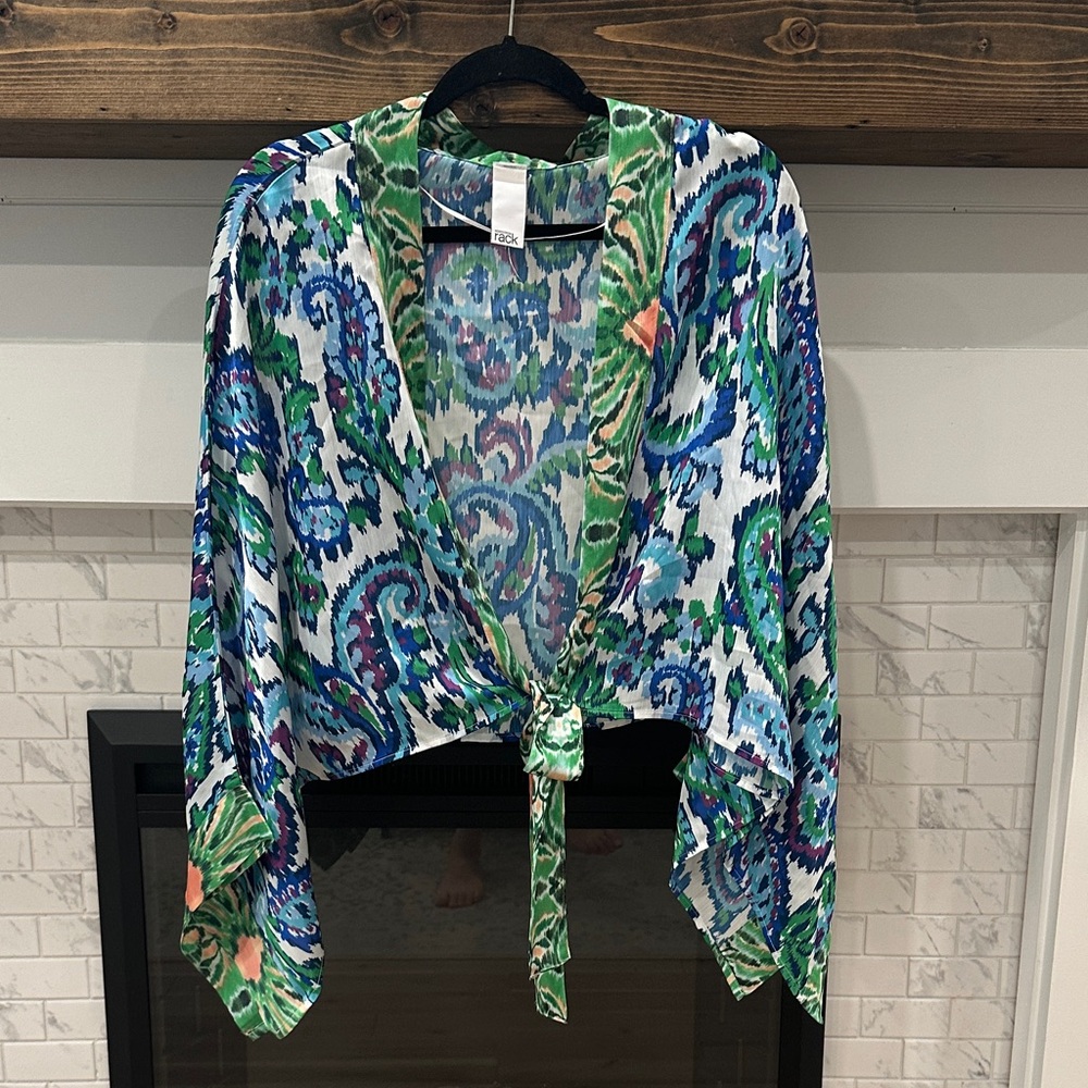 Nordstrom Multicolor paisley Abstract Kimono silky cardigan top blouse 2 for $20